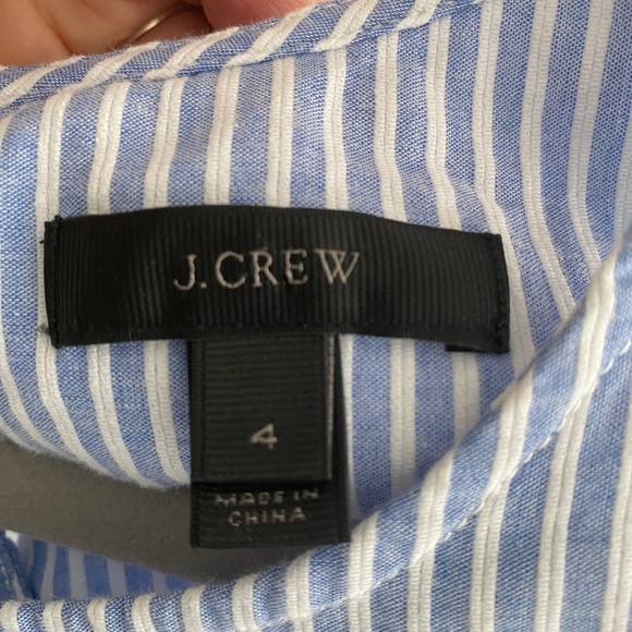 J. Crew blue striped, size 4, yellow pineapple embroidered, side tie tank. - Picture 8 of 13